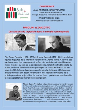 Conférence : Pasolini et Zanzotto
