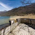 Walking trail in the Bout du Lac d'Annecy nature reserve