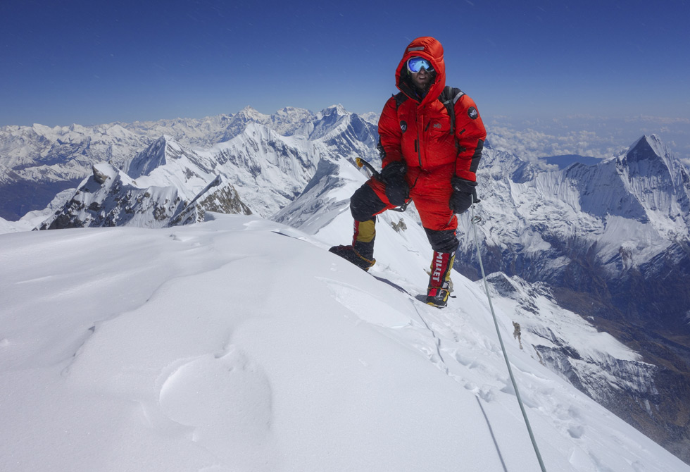 Yannick Graziani on the summit of Annapurna