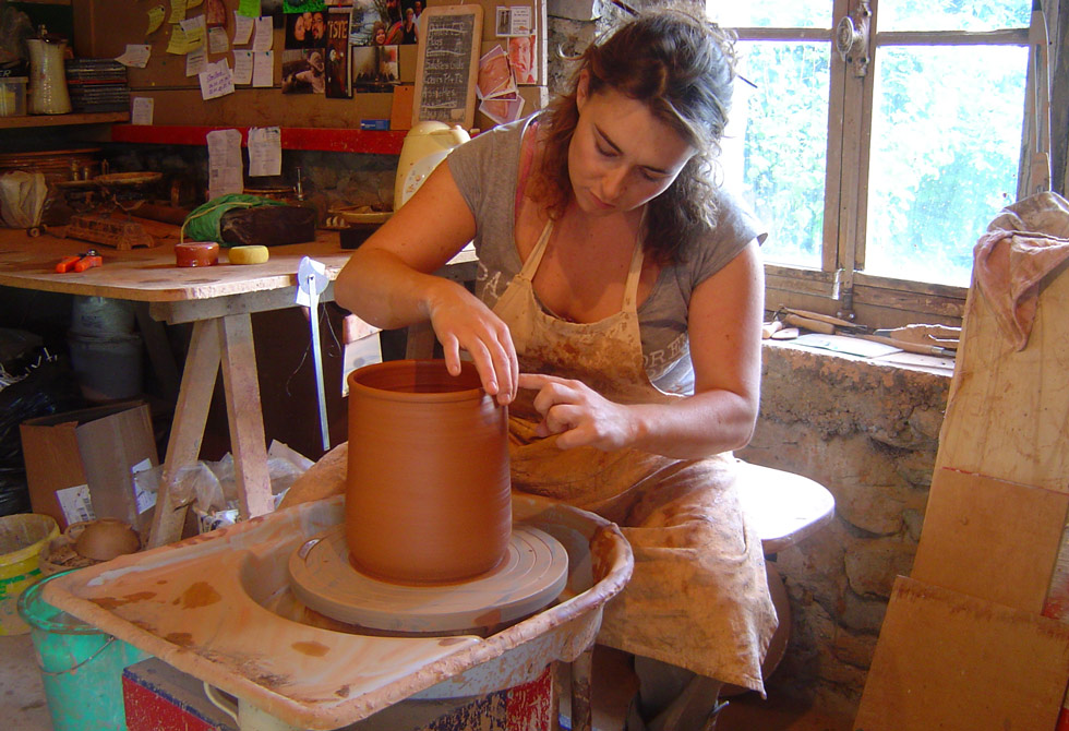 Pottery on the wheel